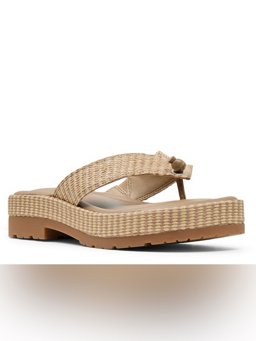 Donald Pliner Women's Tan Woven Platform Thong Sandals Sz 9